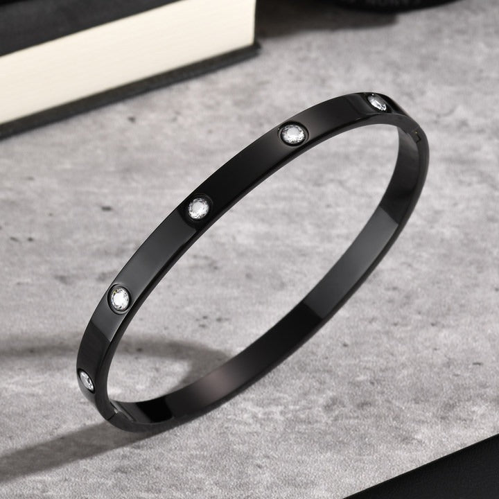 Brazalete minimalista de cristal Kemstone de acero inoxidable de 6 mm | Ligero - Ideal para el día a día B-478