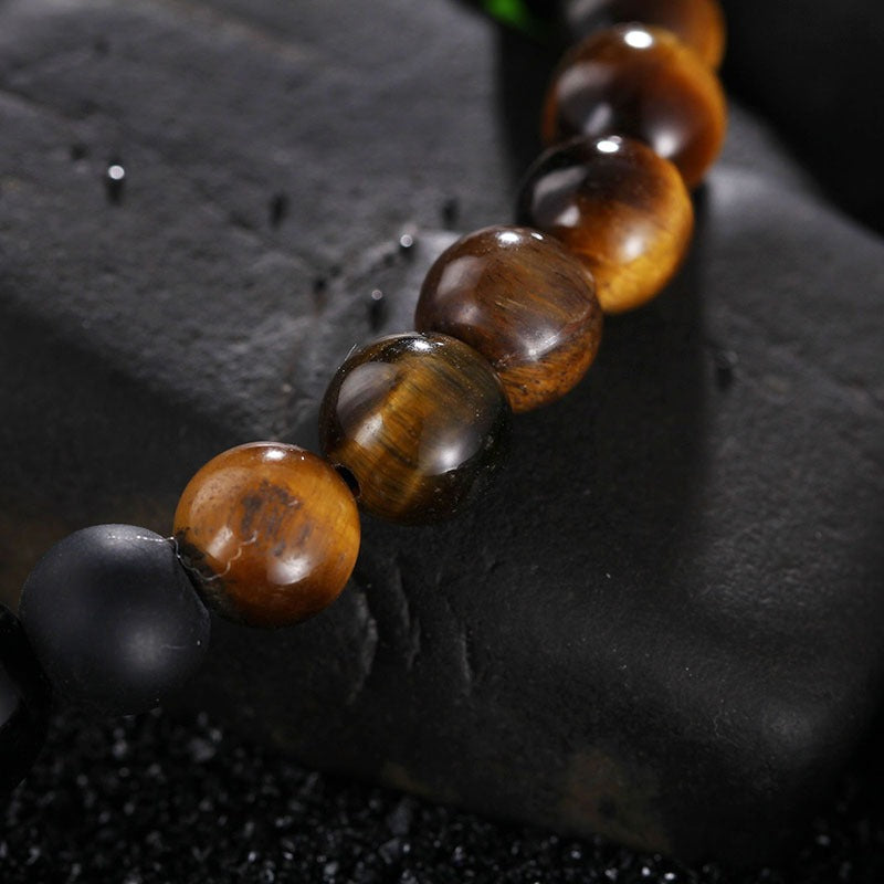 Kemstone Stainless Steel Skull & Volcanic Stone Mala Bracelet – Ethereal Energy Fusion KB66361