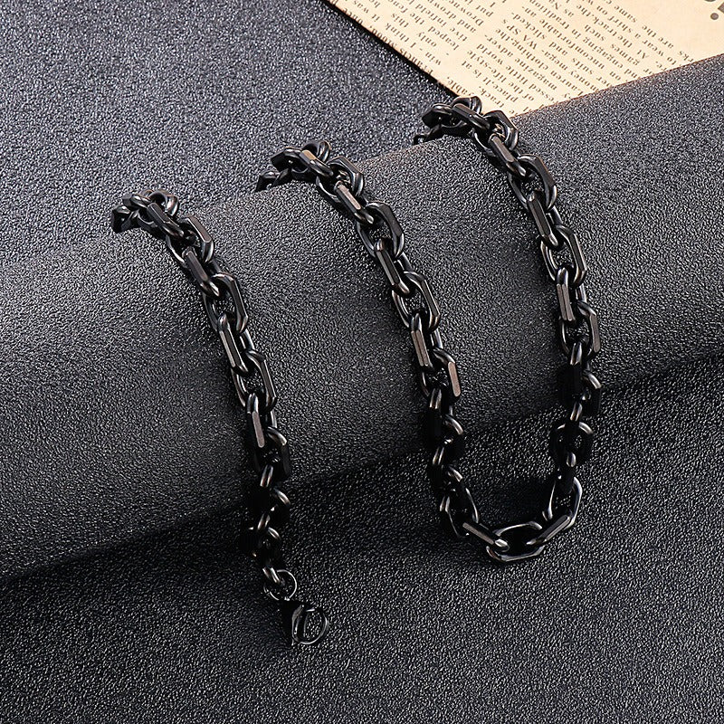 Kemstone Men’s Black O-Link Chain Bracelet & Necklace – Stainless Steel Gothic Viking KS141119-Z