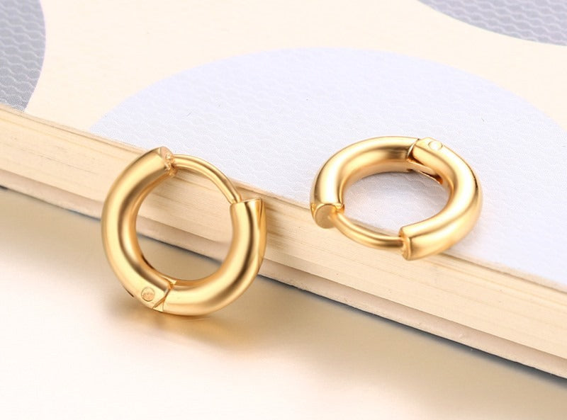 Titanium Steel Earrings – Minimalist Geometric Design with Custom Engraving EH-166