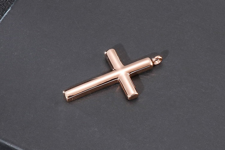 Kemstone Classic Titanium Steel Cross Necklace – Polished Pendant for Couples KP55901-BD