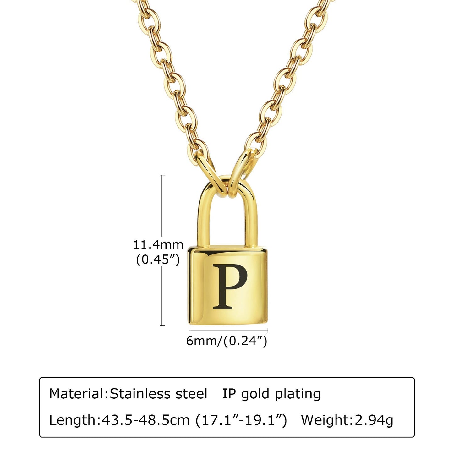 Colgantes de letras con cerradura de acero inoxidable Kemstone: collar minimalista con el alfabeto para historias cotidianas NC-1033