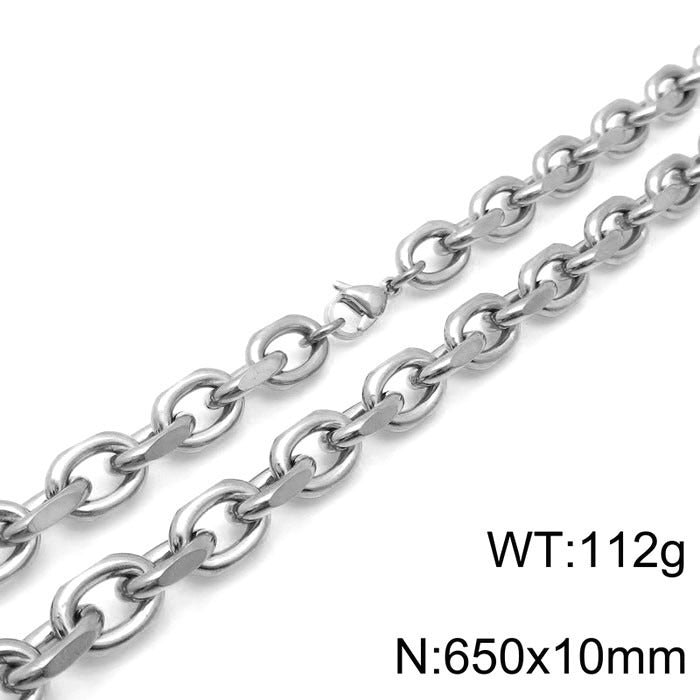 Kemstone Matte Stainless Steel O-Link Chain Set – Gothic Rock Choker & Bracelet for Men’s Urban Streetwear KS138454-Z