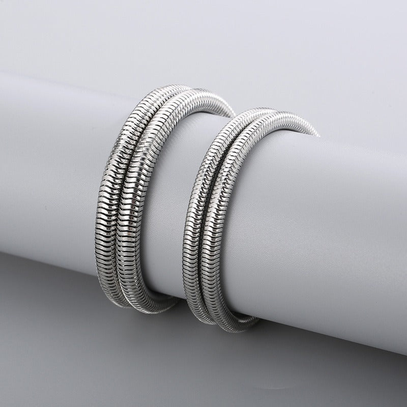 Kemstone Snake Chain Necklace for Men – 5mm 6mm Stainless Steel Streetwear Jewelry KN203822-Z