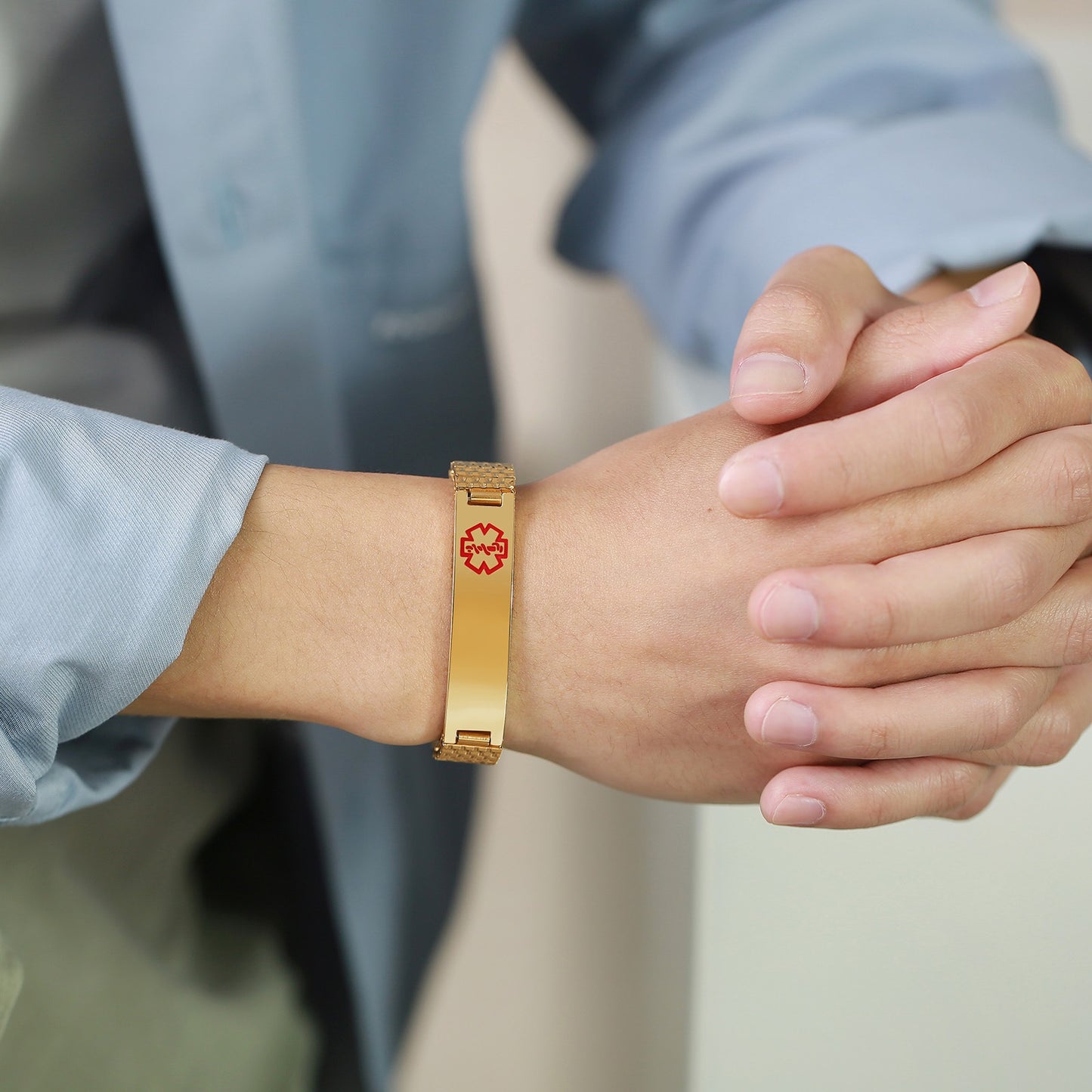 Pulsera elástica de alerta médica – Banda de identificación de acero inoxidable de 12 mm BR-263