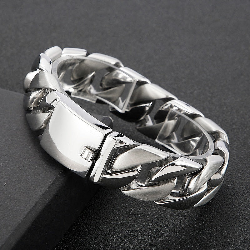 Kemstone Matte Titanium Steel Cuban Link Bracelet – Rugged Minimalist Chain for Men’s Urban & Gothic Style KB162789