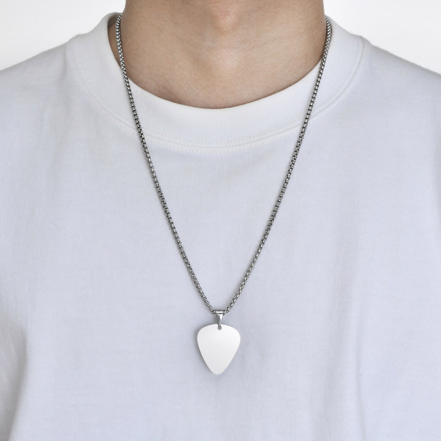 Kemstone Steel Guitar Pick Pendant Necklace – 316L Stainless Steel Minimalist Rock Jewelry PN-1843