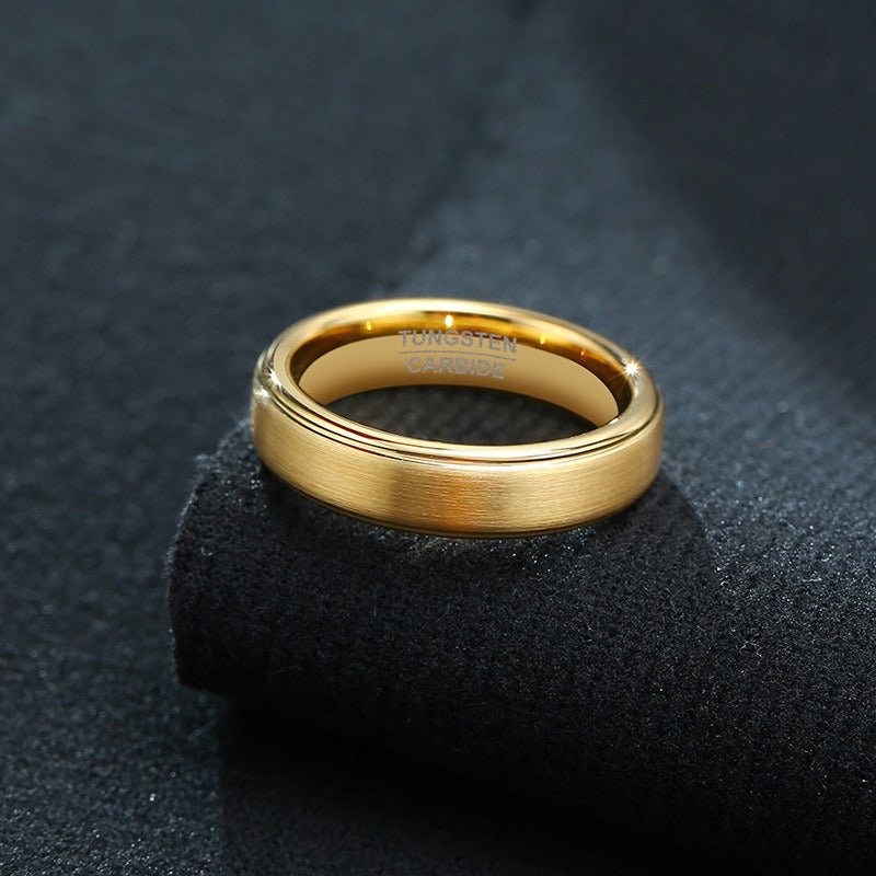 Kemstone Tungsten Steel Graduation Ring – 5mm Black & Gold Matte Finish Men's TCR-061
