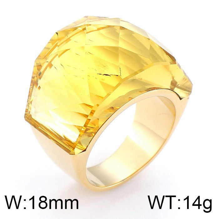Anillo de oro de 18 quilates con baño electrolítico al vacío de Kemstone y cristal multicolor, diseño de estética simplificada KR31887-K