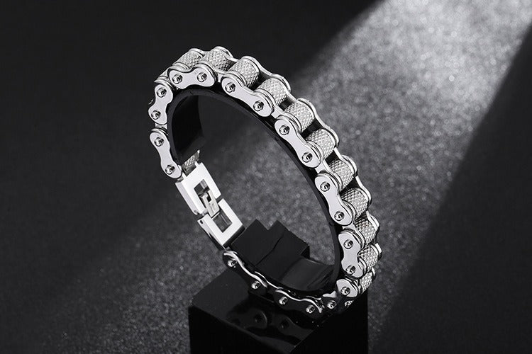 Kemstone Titanium Urban Biker Chain Bracelet – Lightweight Rugged Motorcycle Style KB86277