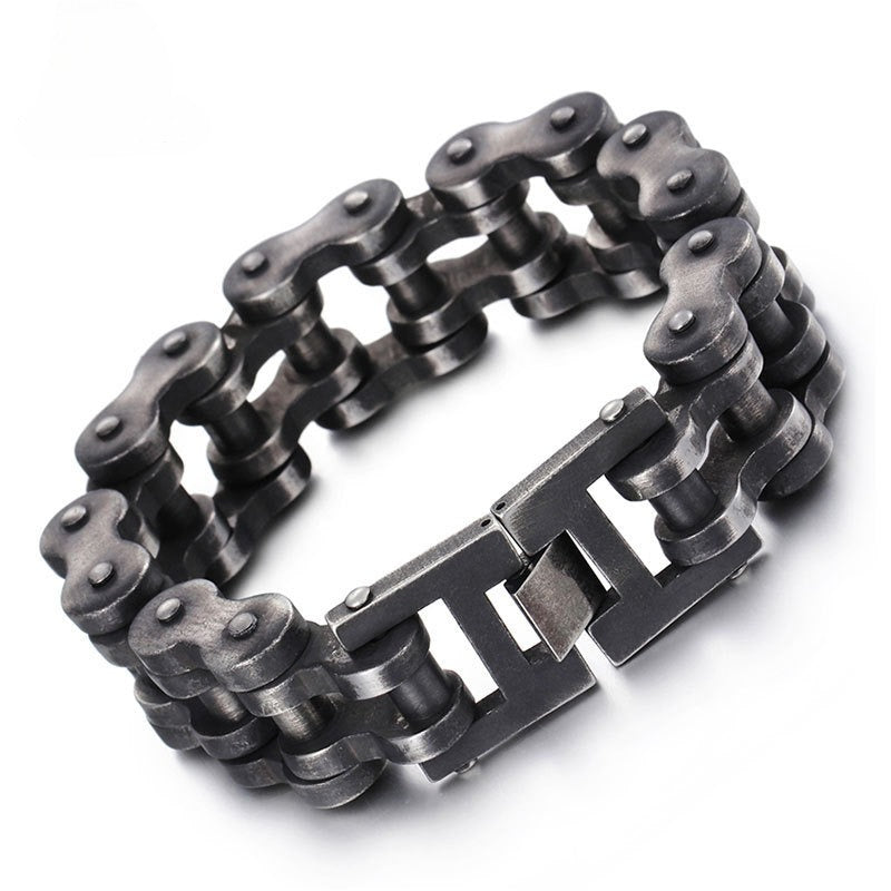 Kemstone Hip-Hop Bike Chain Bracelet – 22mm Titanium Steel Industrial Cuff for Streetwear KB18913-D