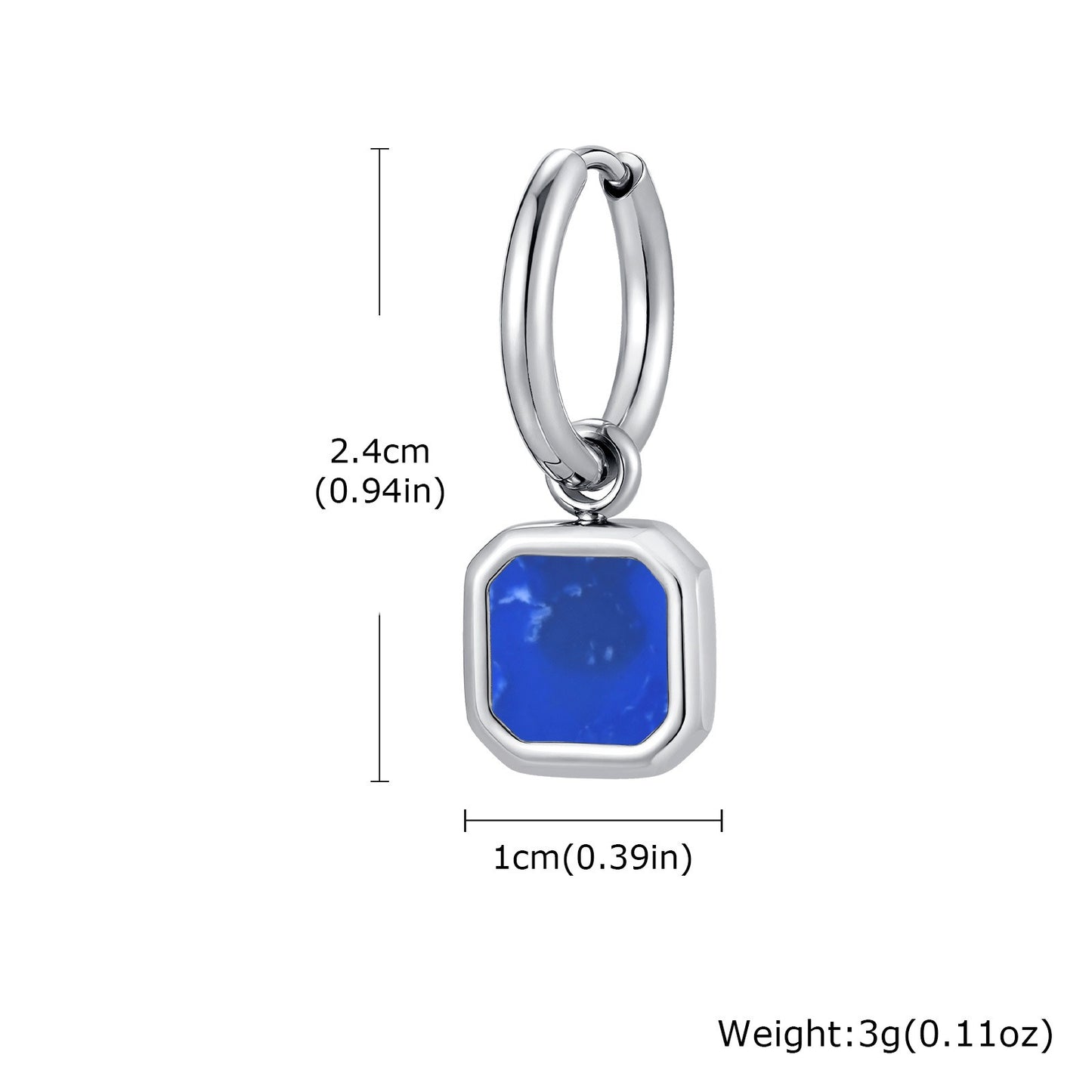 Kemstone Men & Women’s Stainless Steel Square Drop Earrings – Shell, Tiger Eye, Malachite ED-936