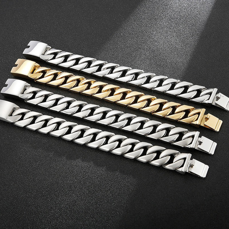 Kemstone Matte Titanium Steel Cuban Link Bracelet – Rugged Minimalist Chain for Men’s Urban & Gothic Style KB162789