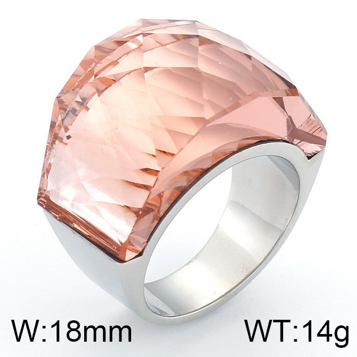 Anillo de oro de 18 quilates con baño electrolítico al vacío de Kemstone y cristal multicolor, diseño de estética simplificada KR31887-K
