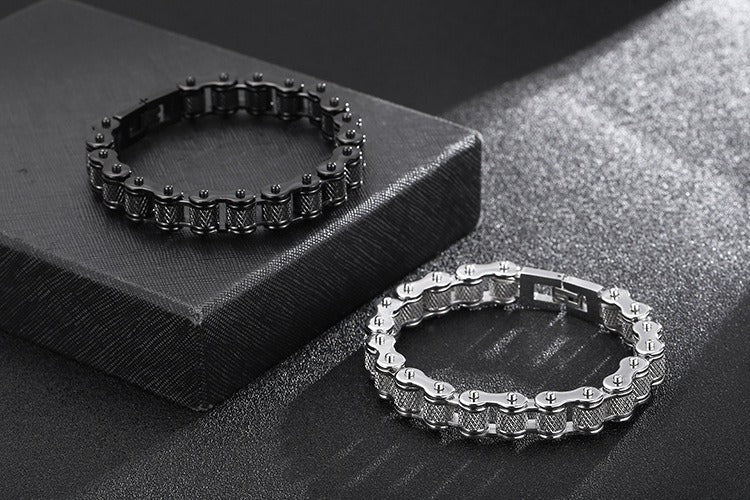 Kemstone Titanium Urban Biker Chain Bracelet – Lightweight Rugged Motorcycle Style KB86277
