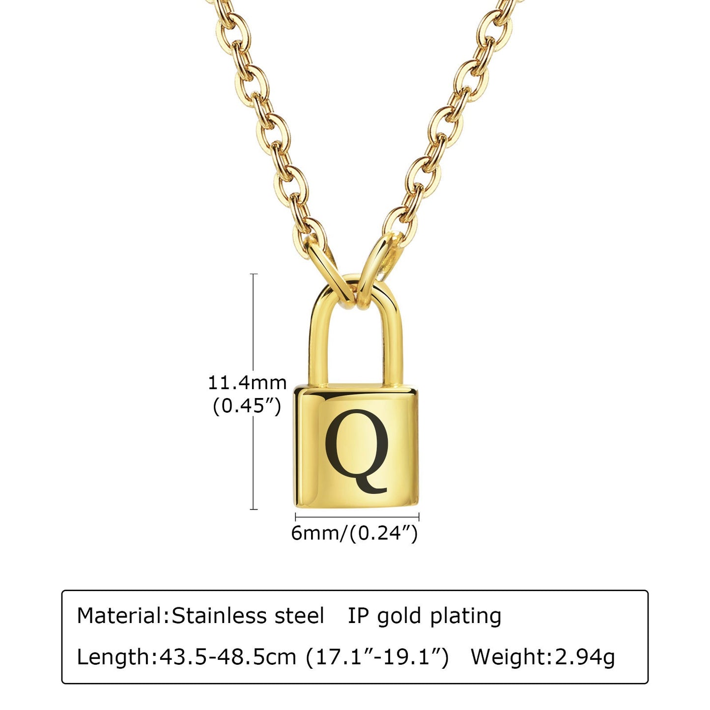 Colgantes de letras con cerradura de acero inoxidable Kemstone: collar minimalista con el alfabeto para historias cotidianas NC-1033
