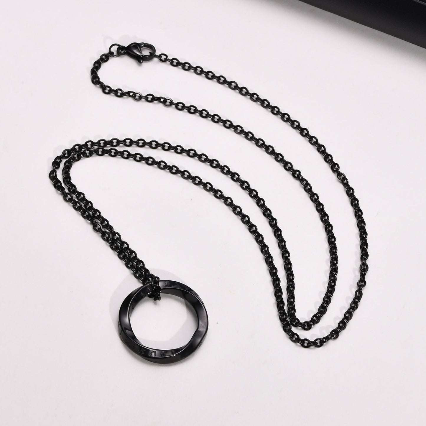 Kemstone Viking Rune Möbius Pendant Necklace – Stainless Steel Norse Circle Amulet PN-1708