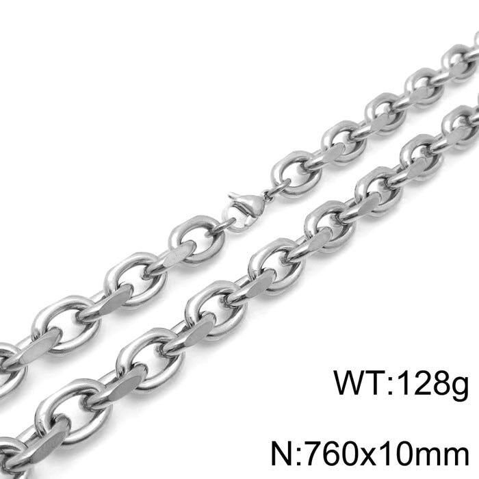 Kemstone Matte Stainless Steel O-Link Chain Set – Gothic Rock Choker & Bracelet for Men’s Urban Streetwear KS138454-Z