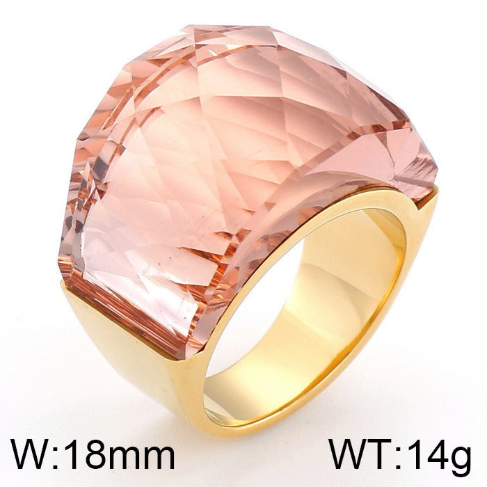 Anillo de oro de 18 quilates con baño electrolítico al vacío de Kemstone y cristal multicolor, diseño de estética simplificada KR31887-K