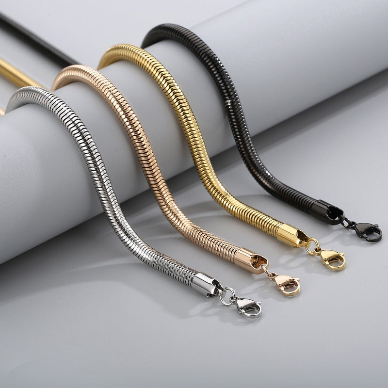 Kemstone Snake Chain Necklace for Men – 5mm 6mm Stainless Steel Streetwear Jewelry KN203822-Z