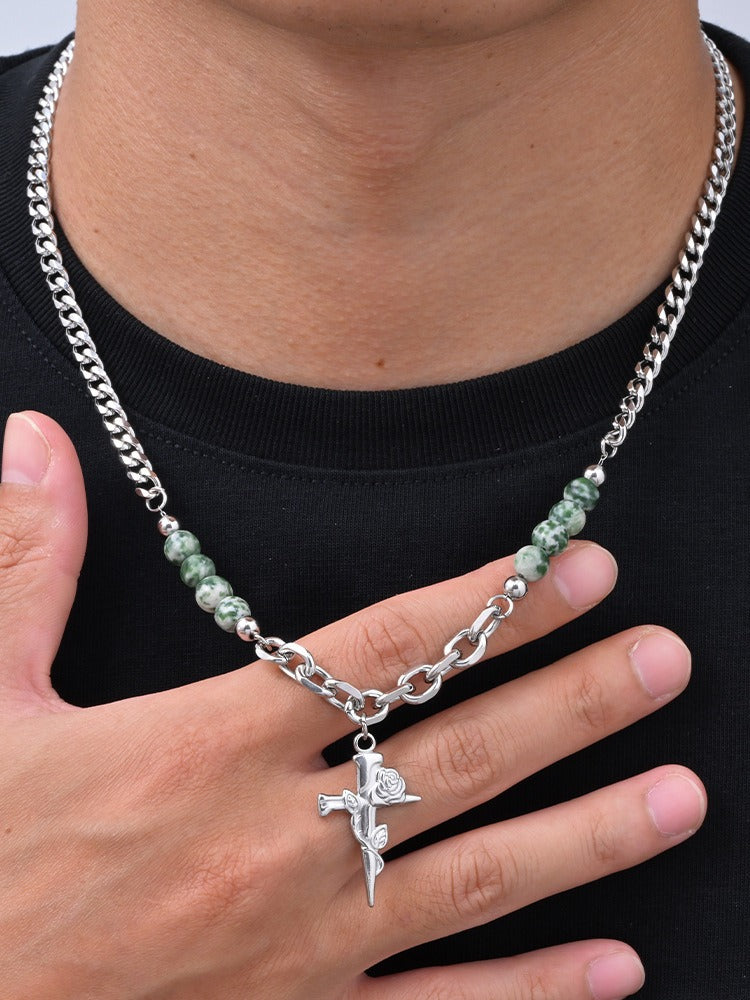 Kemstone Irregular Cross Necklace for Men Stainless Steel NC-3268