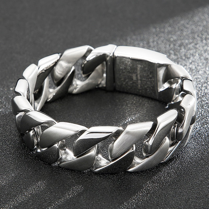 Kemstone Matte Titanium Steel Cuban Link Bracelet – Rugged Minimalist Chain for Men’s Urban & Gothic Style KB162789