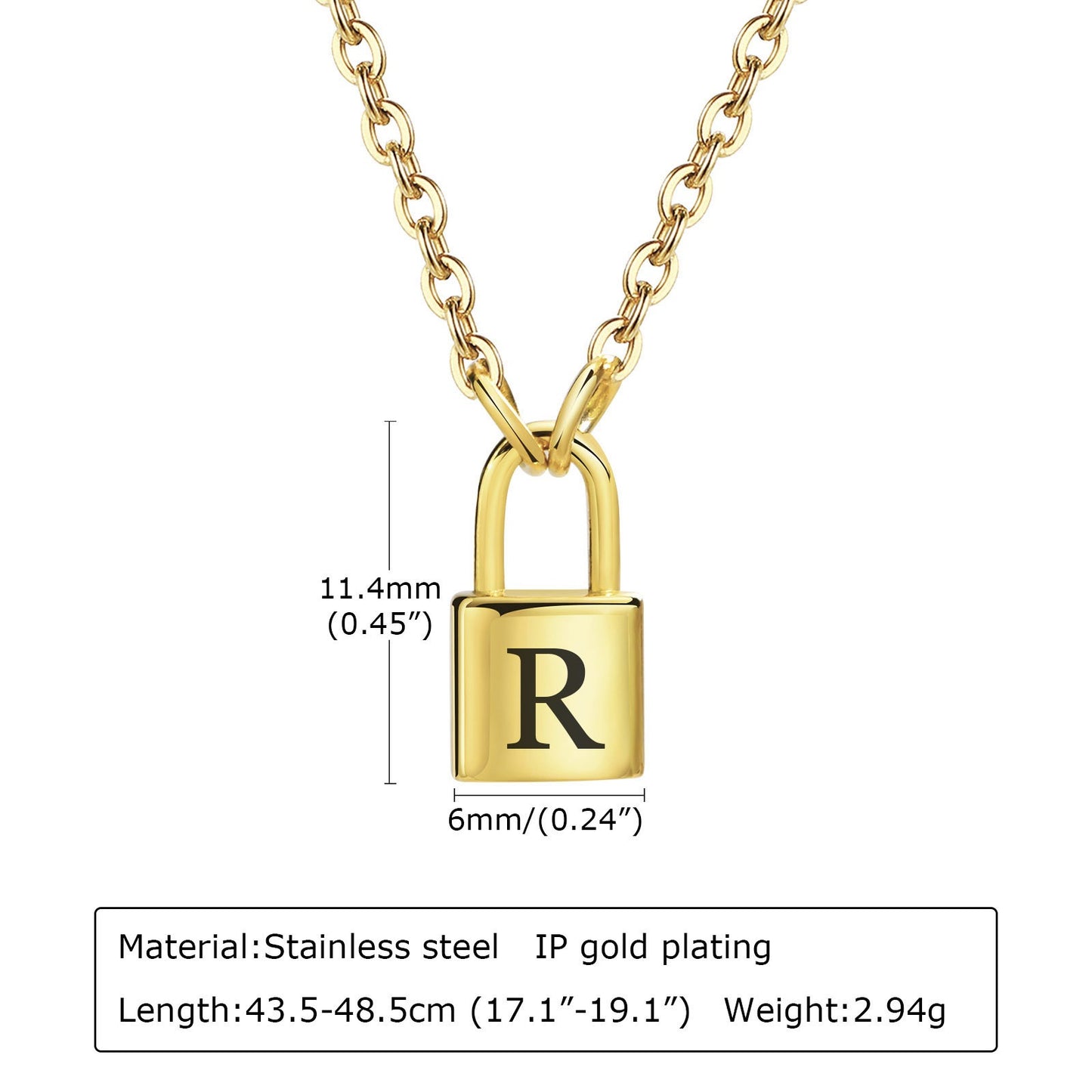 Colgantes de letras con cerradura de acero inoxidable Kemstone: collar minimalista con el alfabeto para historias cotidianas NC-1033