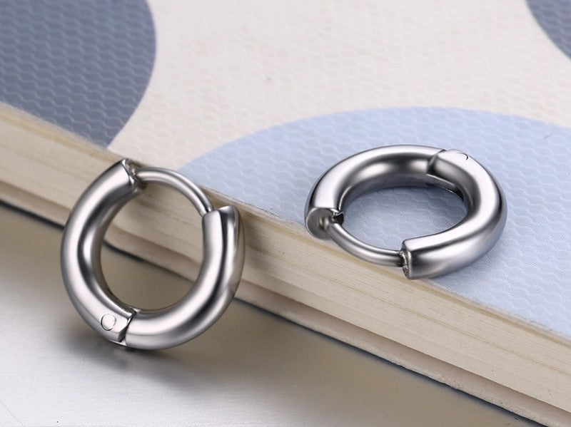 Titanium Steel Earrings – Minimalist Geometric Design with Custom Engraving EH-166