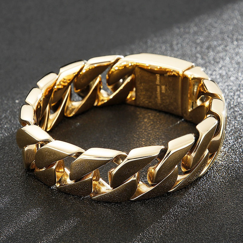 Kemstone Matte Titanium Steel Cuban Link Bracelet – Rugged Minimalist Chain for Men’s Urban & Gothic Style KB162789
