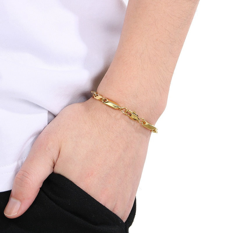 Kemstone Angular Link Chain Necklace Bracelet Titanium Steel 4mm Slim Geometric Chain for Men & Women KS222728-KFC