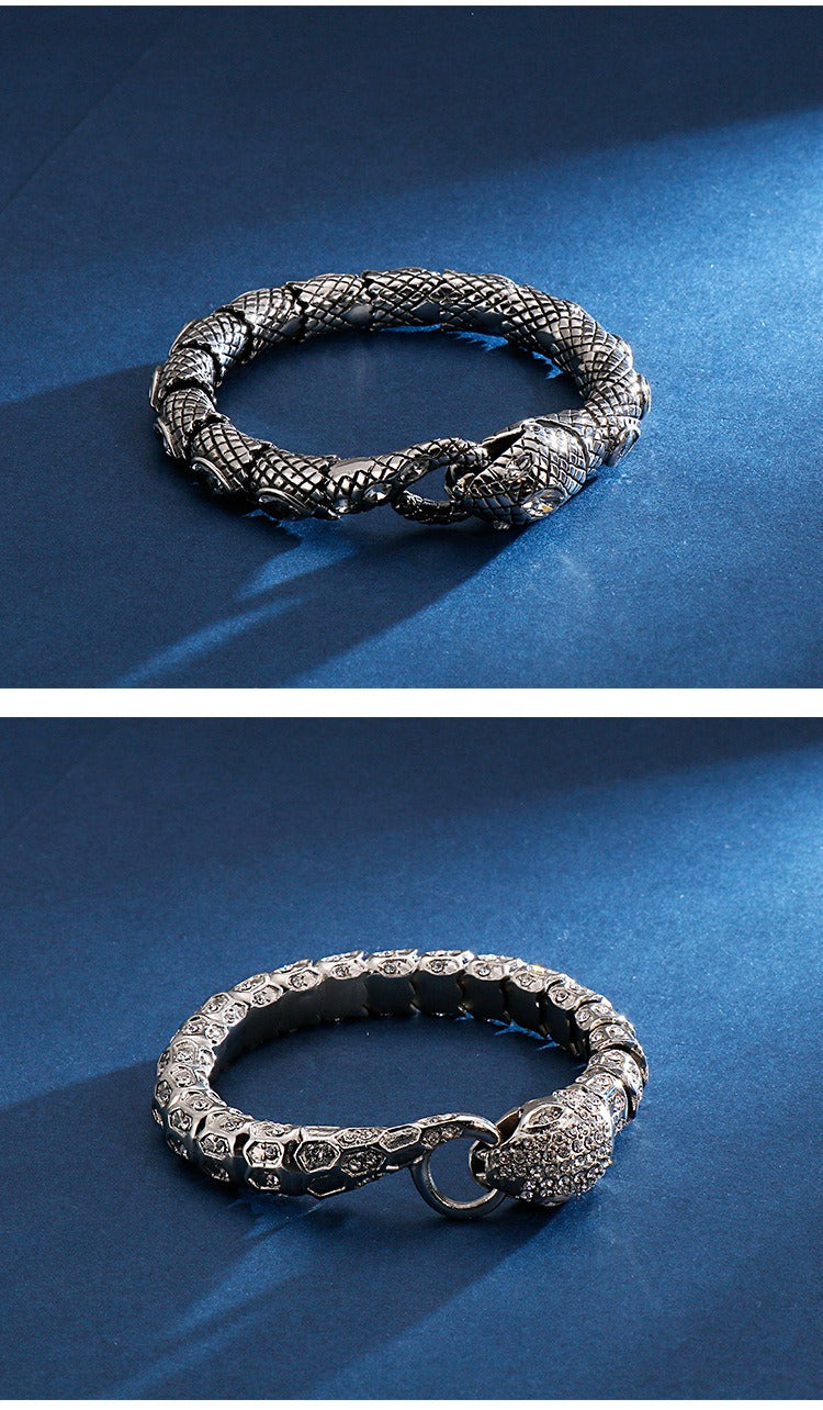 Gothic Snake Scale Chain Bracelet & Necklace – Vintage Titanium Steel Serpent Jewelry for Men KB126122