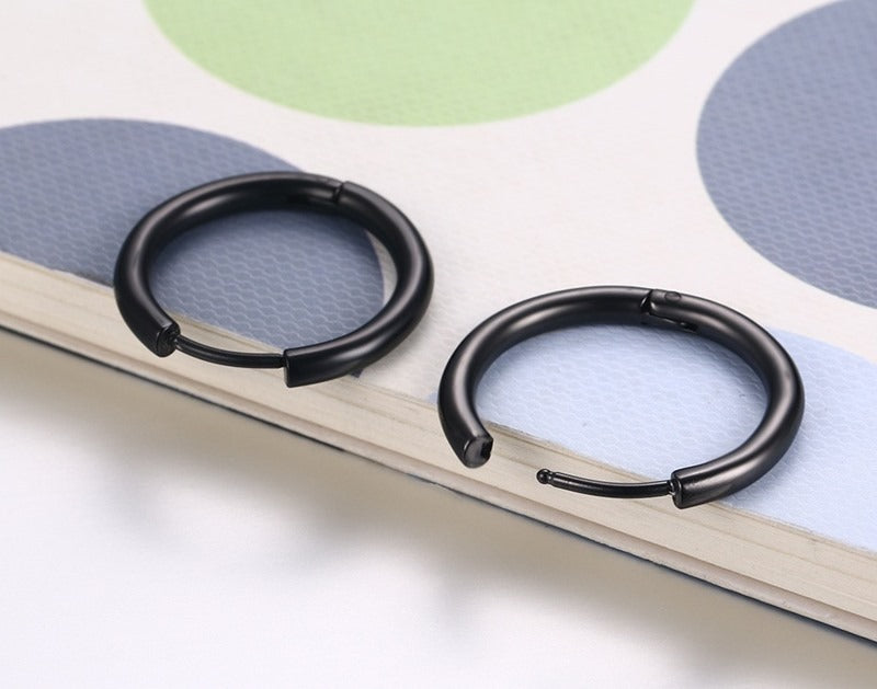 Titanium Steel Earrings – Minimalist Geometric Design with Custom Engraving EH-166