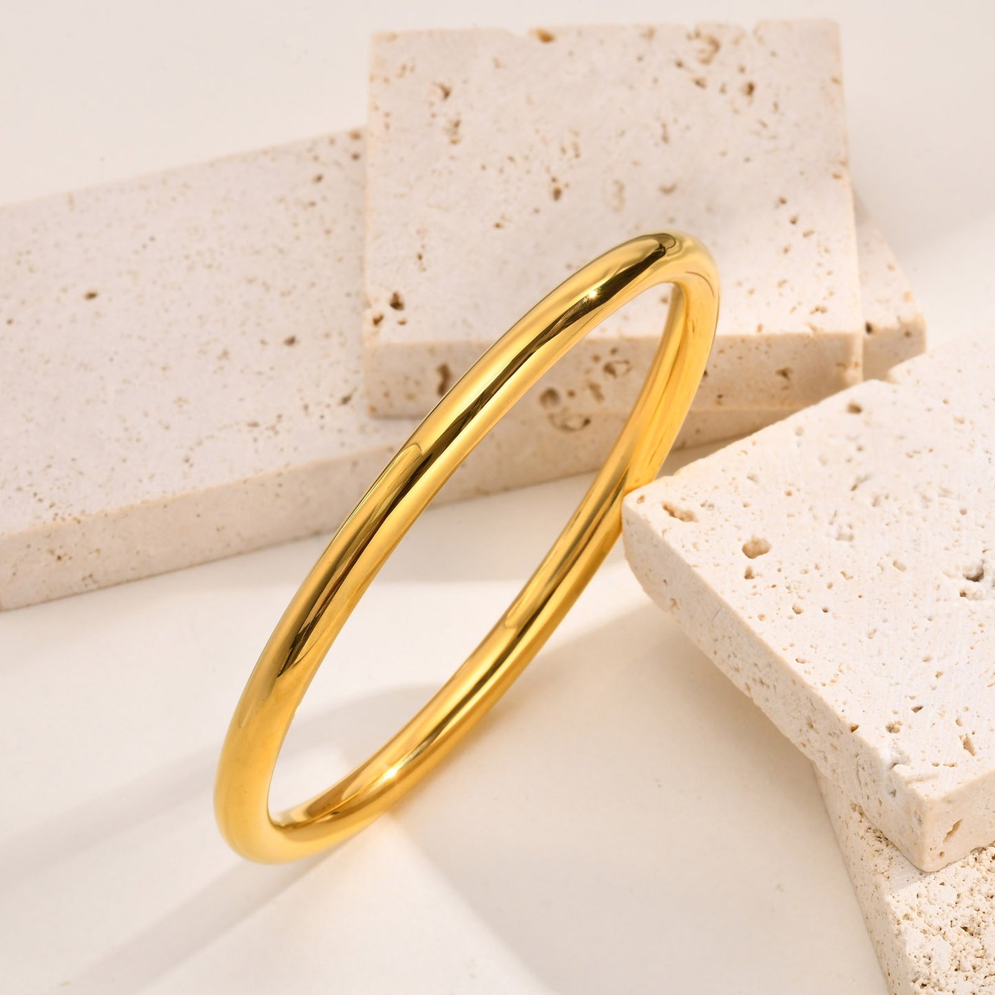 Elegant Titanium Steel Simple Smooth Bracelet for Ladies B-108