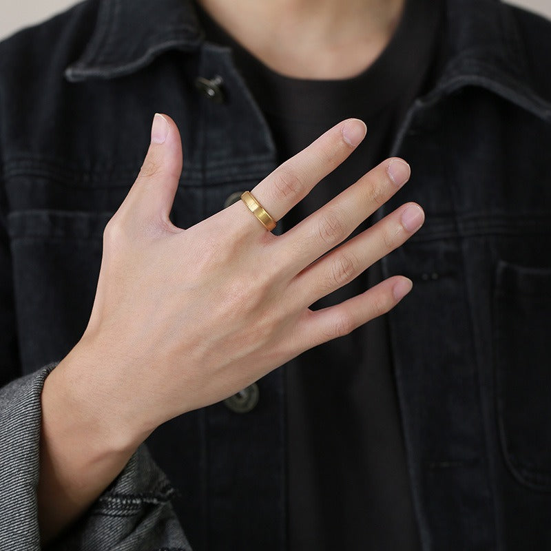 Kemstone Tungsten Steel Graduation Ring – 5mm Black & Gold Matte Finish Men's TCR-061