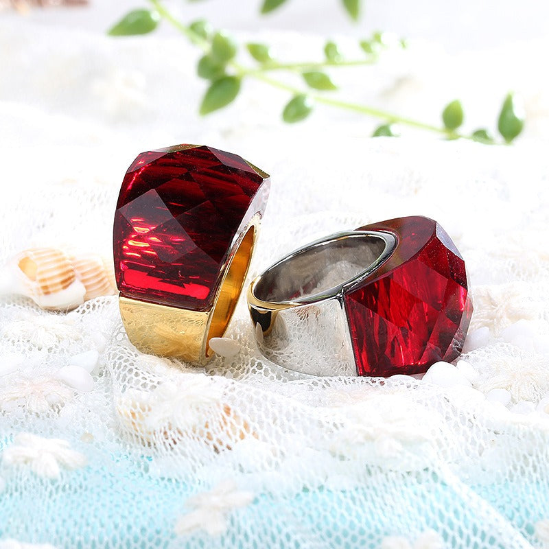 Anillo de oro de 18 quilates con baño electrolítico al vacío de Kemstone y cristal multicolor, diseño de estética simplificada KR31887-K