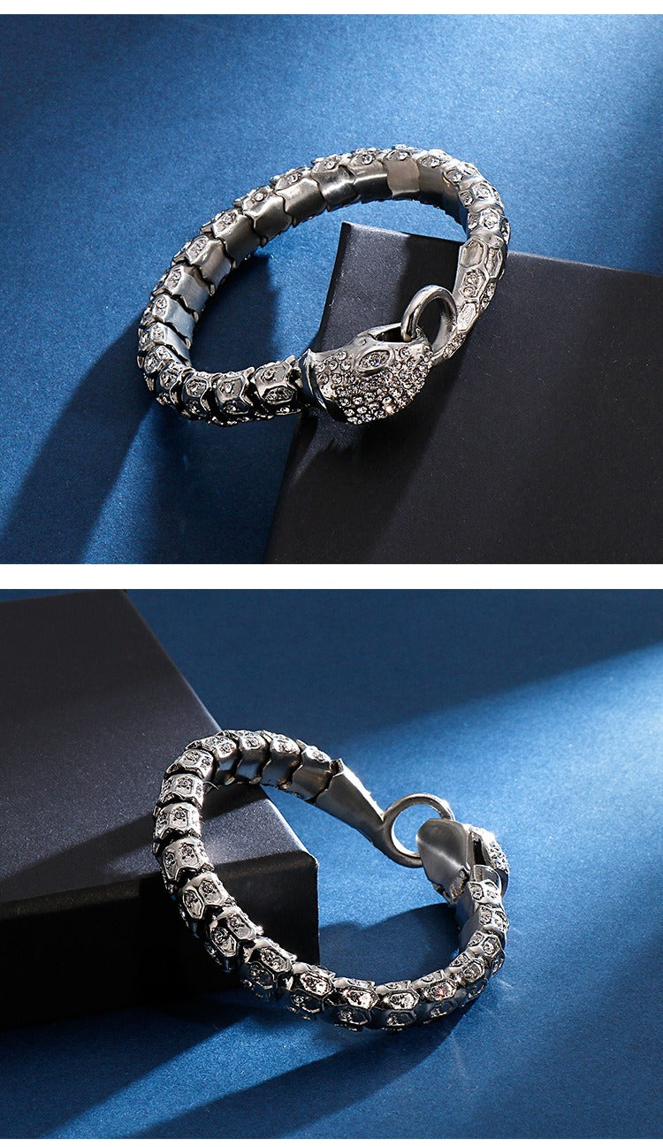 Gothic Snake Scale Chain Bracelet & Necklace – Vintage Titanium Steel Serpent Jewelry for Men KB126122