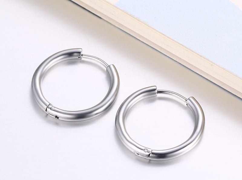 Titanium Steel Earrings – Minimalist Geometric Design with Custom Engraving EH-166