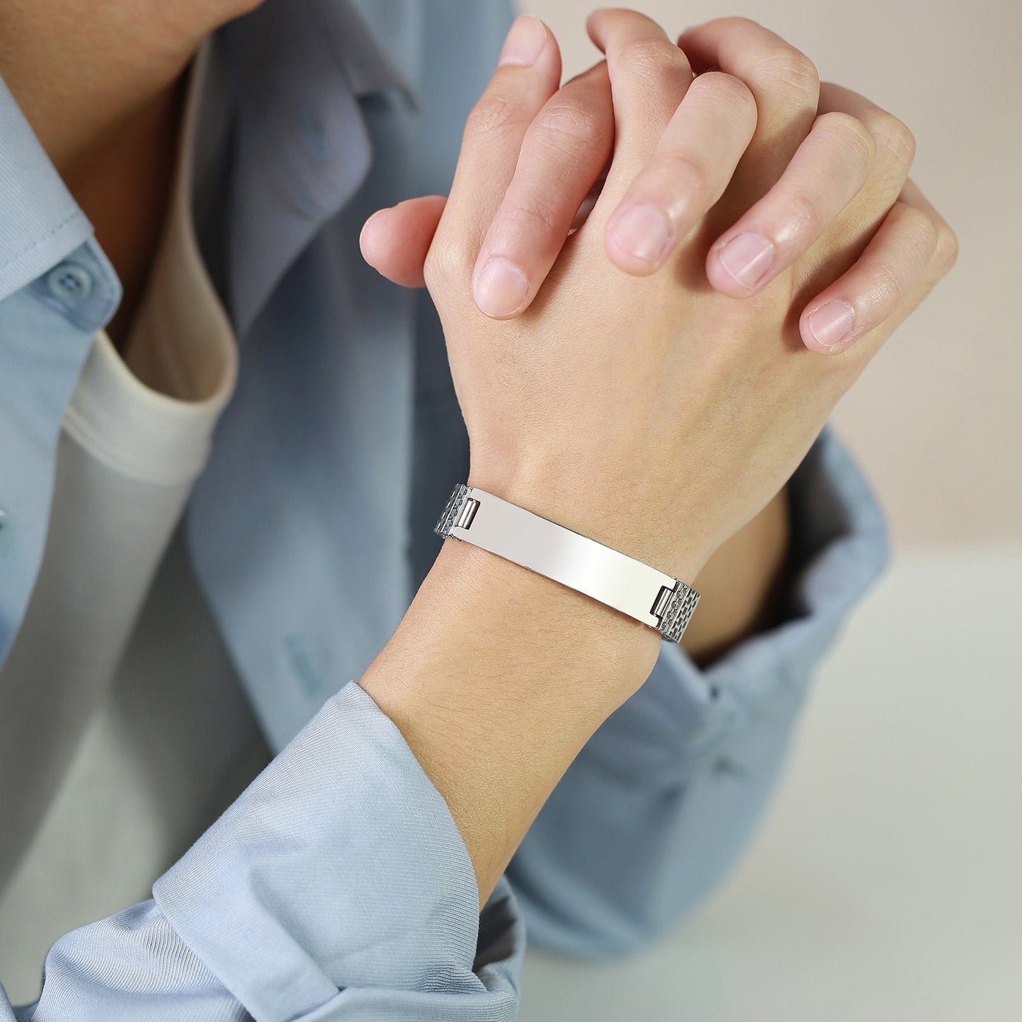 Pulsera elástica de alerta médica – Banda de identificación de acero inoxidable de 12 mm BR-263