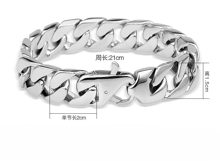 Kemstone Men’s Stainless Steel Cuban Chain Bracelet – 21cm Street Style Gothic Power Link KB27123-D