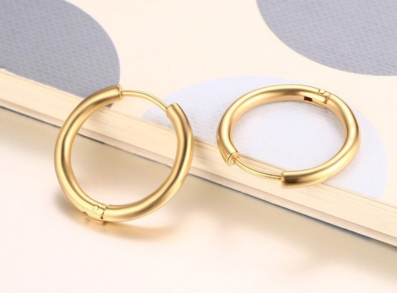 Titanium Steel Earrings – Minimalist Geometric Design with Custom Engraving EH-166