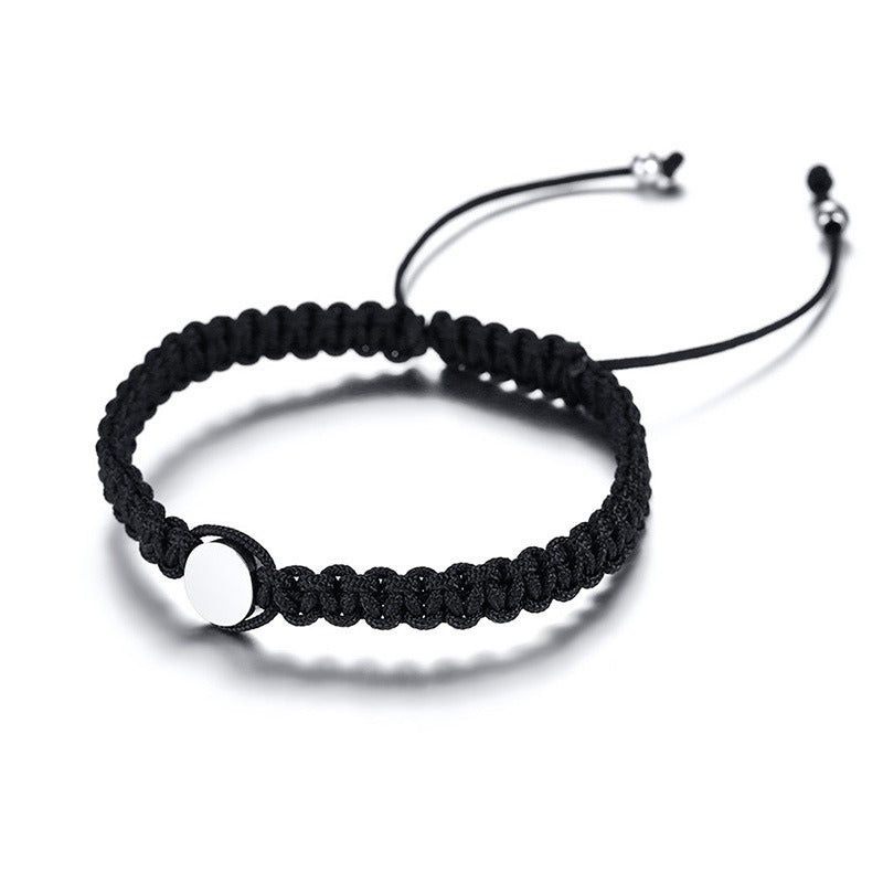 Kemstone Adjustable Ankh Cross Bracelet – Titanium Steel & Red Black Nylon Rope Men & Women BR525