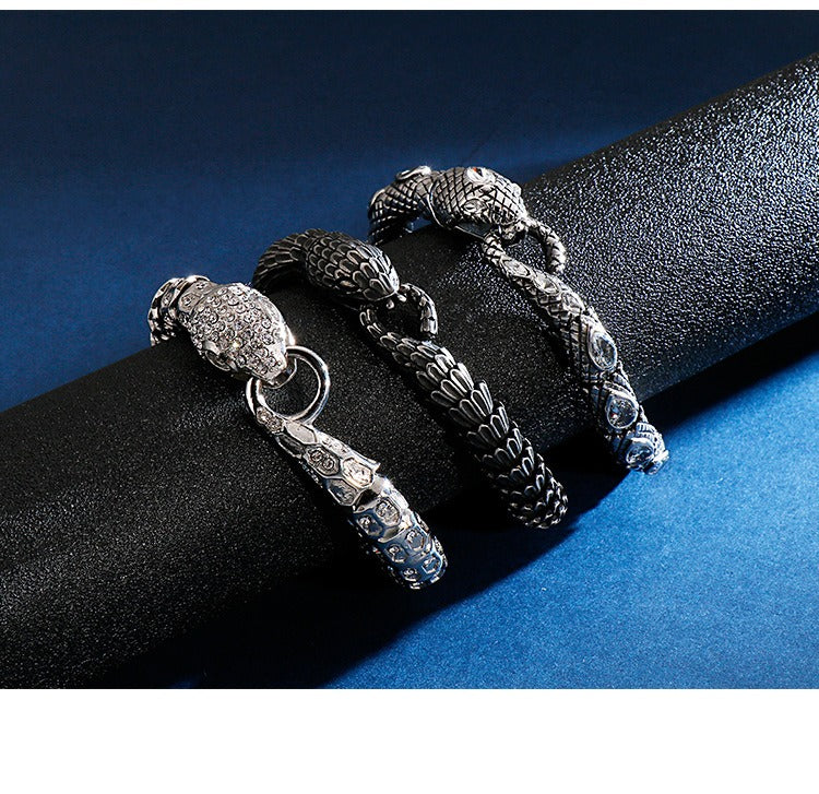 Gothic Snake Scale Chain Bracelet & Necklace – Vintage Titanium Steel Serpent Jewelry for Men KB126122