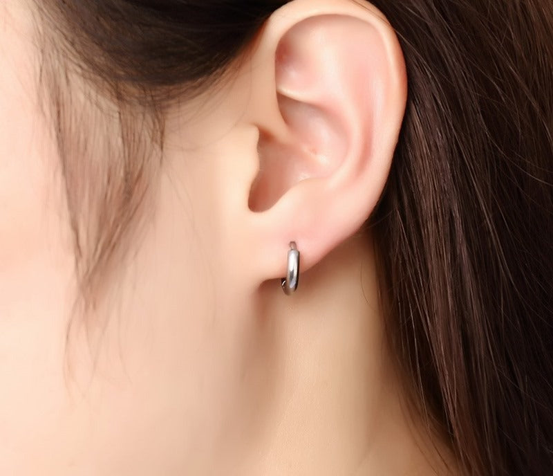 Titanium Steel Earrings – Minimalist Geometric Design with Custom Engraving EH-166