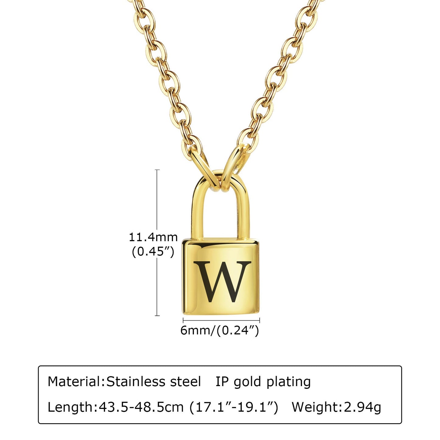 Colgantes de letras con cerradura de acero inoxidable Kemstone: collar minimalista con el alfabeto para historias cotidianas NC-1033