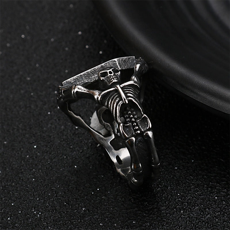 Anello a bara da vampiro gotico Kemstone - Gioiello punk in acciaio inossidabile con inserto in resina per uomo KR52409-K