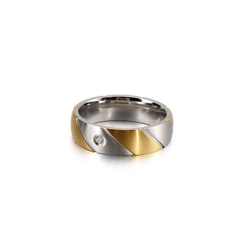 Kemstone Dual-Twist Titanium Ring | Modern Geometric Couple Bands for Everyday Elegance KR83029