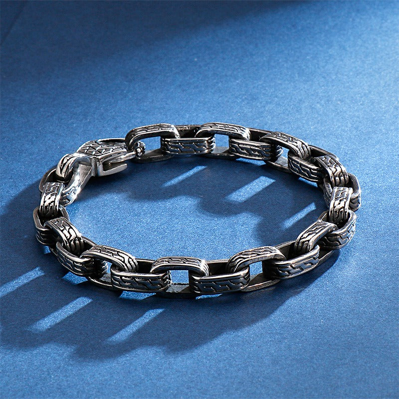 Kemstone Skull Chain Bracelet – Stainless & Titanium Steel Biker Jewelry for Men | Gothic Punk Street Style KB120968-BDJX