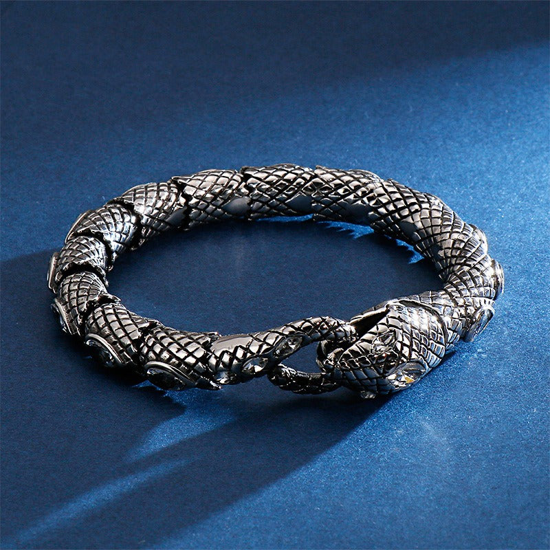 Gothic Snake Scale Chain Bracelet & Necklace – Vintage Titanium Steel Serpent Jewelry for Men KB126122