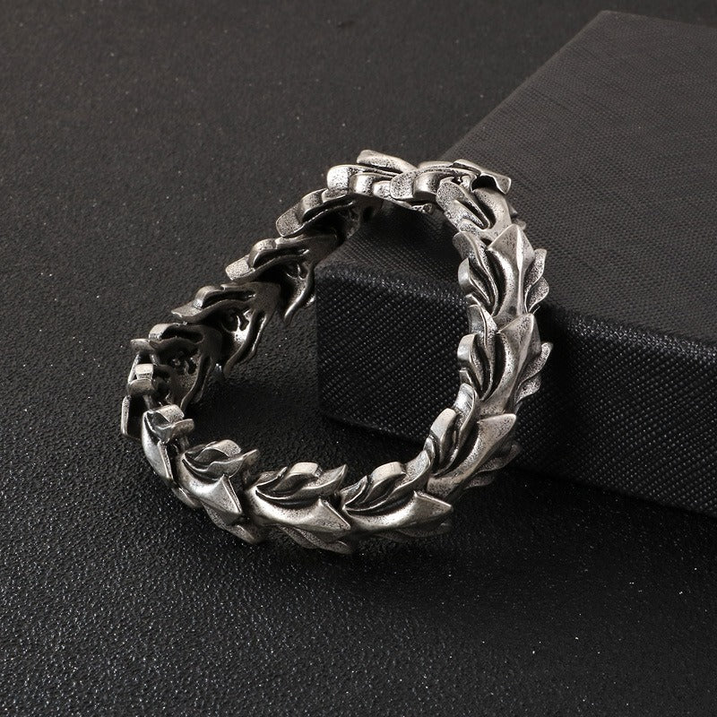 Kemstone Men's Titanium Steel Dragon Bone Chain - Urban Edge Bracelet for Everyday Boldness KB118446