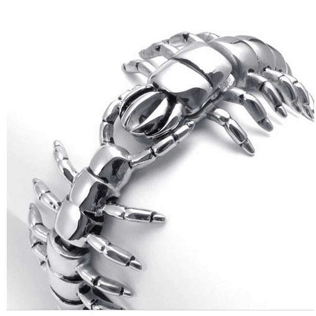 Kemstone Centipede Chain Bracelet – Textured Titanium Steel for Men KB29625-D